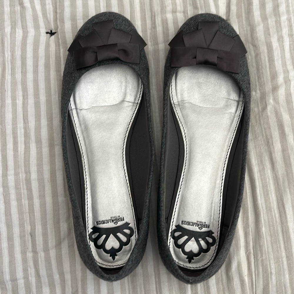 Gray Fergalicious ballet flats.